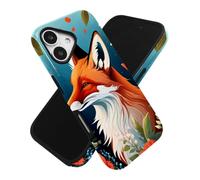 Cute Fox and Flower Dual-Layer PBT&TPU Phone Case - 3D Heat Transfer Protective Cover for iPhone 17