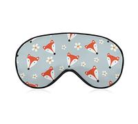 Cute Fox and Flower Eye Mask with Adjustable Strap for Men and Women Night Sleeping Travel Nap