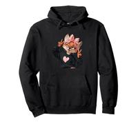 Cute Fox Animal Character with Glasses and Pink Bow Design Pullover Hoodie