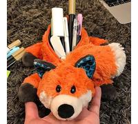 Cute Fox Animal Pencil Case Makeup Bag Vivid Creative Fox Cartoon Large Capacity Plush Fluffy Zipper Organizer Makeup Storage Bag Stylish, Fox, S, art decor