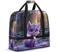 Cute Fox Animal Travel Duffle Bag for Women Men Weekend Overnight Bags Foldable Wet Seperated 47 L Tote Bag for Sports Gym Yoga