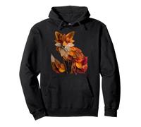 Cute Fox Autumn Leaves Artistic Animal Art Fall Aesthetic Pullover Hoodie