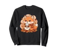 Cute Fox Autumn Leaves Hot Drink Fall Sweatshirt