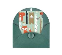 Cute Fox Bear Bird Bunny Tree Print Adorable Blank Cards& Envelopes,Unique Designs Perfect for Festivals, Invitations