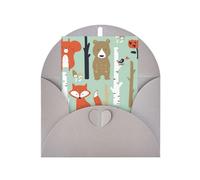 Cute Fox Bear Bird Bunny Tree Print Adorable Blank Cards& Envelopes,Unique Designs Perfect for Festivals, Invitations