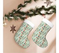 Cute Fox Bear Bird Bunny Tree Print Christmas Stockings Hanging Xmas Stockings Personalised Xmas Decorations for Family Holiday Decorations