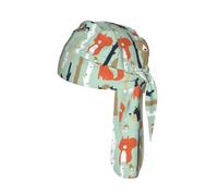 Cute Fox Bear Bird Bunny Tree Print Helmet Cap Quick Dry Cycling Skull Wrap Breathable Polyester Adjustable Adult Summer Beanie