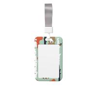 Cute Fox Bear Bird Bunny Tree Print Id Badge Holder Sliding Card Holder Vertical Card Protector Cover Case Teacher Lanyard for Office Women Men