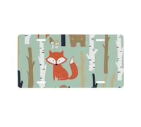 Cute Fox Bear Bird Bunny Tree Print License Plate Aluminum Car Plate Universal Car Tag For Car Decoration 15 * 30 cm