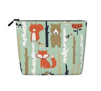 Cute Fox Bear Bird Bunny Tree Print Makeup Bag Cosmetic Bag for Women Large Capacity Travel Makeup Bag Zipper Pouch