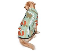 Cute Fox Bear Bird Bunny Tree Print Soft Dog Hoodie For Medium To Large Dogs, Warm And Breathable Winter Pet Sweatshirt, Easy To Wear Jumper For Cold Weather