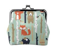 Cute Fox Bear Bird Bunny Tree Printing Small Coin Purse, Lightweight Travel Wallet for Sightseeing Tours and Shopping Sprees