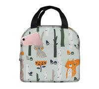 Cute Fox Bear Bird Tree Lunch Bag Handheld Bento Bag Picnic Miscellaneous Shopping Bag