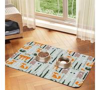 Cute Fox Bear Bird Tree Pet Feeding Mat Bowl Mat Dog Mat Suitable For Dogs Cats Specific Pads Feeder