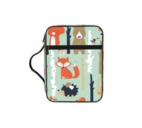 Cute Fox Bear Bird Tree Print Bible Cover Case/Book Cover, Bible Case for Women Girls,with Handle Fits for Standard Size Bible