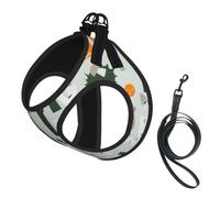 Cute Fox Bear Bird Tree Print Reflective No Choke Pet Vest Harness,Adjustable Soft Padded Dog Harness With Easy Control Handle
