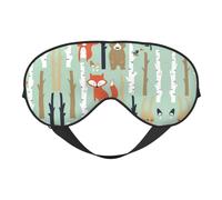 Cute Fox Bear Bird Tree Print Satin Sleep Mask & Eye Mask | Deep Dream Sleep Masks for Women & Men | Soft Sleeping Eye Mask to Nourish Skin
