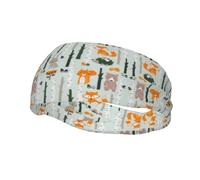 Cute Fox Bear Bird Tree Sports Headbands Moisture Wicking Athletic Terry Cloth Sweatband Sweat Absorbing Head Band