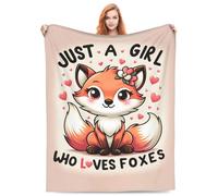 Cute Fox Blanket Gifts for Kids Just a GILR Who Loves Foxes Cartoon Flannel Throw Blankets Soft Comfy Lightweight for Home Decor Couch Bed Sofa 60x50 Inches