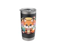 Cute Fox Bubble Tea Kawaii Boba Lover Aesthetic Stainless Steel Insulated Tumbler