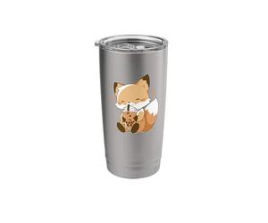 Cute Fox Bubble Tea Lover Kawaii Animal Art Stainless Steel Insulated Tumbler