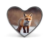 Cute Fox Buttons Pin Memorial Boutonniere for Wedding Groom Bride, Customize Lapel Heart Pin for Christmas, Men Women Costume Decorative Fashionable Brooches