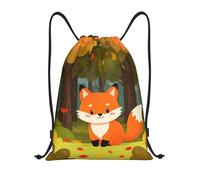 Cute Fox Cartton Fall String Bag Versatile Gym Bag Durable Sports Backpack For Swim Yoga Trainer 36X42Cm