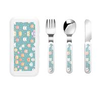 Cute fox Children's tableware 3-piece set, reusable knife, fork and spoon cutlery set, portable children's food protection tableware