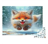 Cute Fox Cub in A Vibrant Garden Jigsaw Puzzles Puzzles for Adults Kids. 1000 Piece Whimsical Challenge Toy Educational Game Home Decoration for Educational Games Gifts 52x38cm/1000pcs