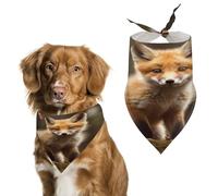 Cute Fox Dog Bandanas Cute Soft Cotton Puppy Scarves Washable Daily Summer Durable Triangle Reversible Bibs Suitable for Small Medium Large Dogs and Cats