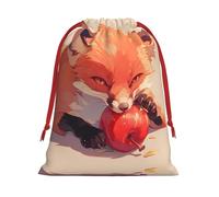 Cute Fox Drawstring Gift Bag â€“ Premium Polyester Holiday & Party Favor Bag With Full-Print Design, Perfect For Christmas, Halloween, And Promotions