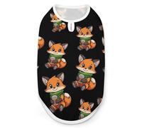 Cute Fox Drinking Coffee Dog And Cat Clothes Pet Summer Sleeveless T Shirt Basic Vest S