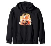 Cute Fox Eating Ramen Anime Kawaii Art Zip Hoodie