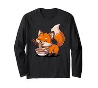 Cute Fox Eating Ramen Japanese Kawaii Animal Noodles Long Sleeve T-Shirt