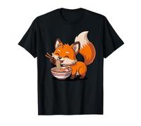 Cute Fox Eating Ramen Japanese Kawaii Animal Noodles T-Shirt