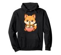 Cute Fox Eating Ramen Kawaii Animal Illustration Pullover Hoodie
