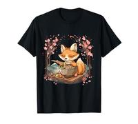 Cute Fox Eating Ramen Kawaii Anime Fox Ramen Bowl Artwork T-Shirt