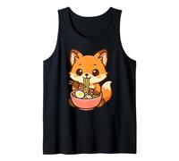 Cute Fox Eating Ramen Kawaii Illustration Tank Top