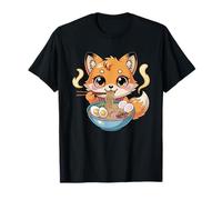 Cute Fox Eating Ramen Soup Kawaii Anime Noodles T-Shirt