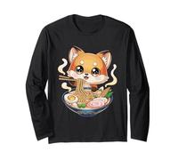 Cute Fox Eating Ramen Soup Kawaii Noodle Bowl Anime Long Sleeve T-Shirt