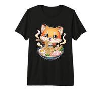 Cute Fox Eating Ramen Soup Kawaii Noodle Bowl Anime Premium T-Shirt