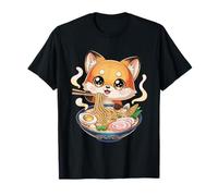 Cute Fox Eating Ramen Soup Kawaii Noodle Bowl Anime T-Shirt