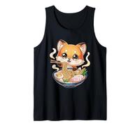 Cute Fox Eating Ramen Soup Kawaii Noodle Bowl Anime Tank Top