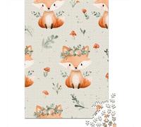Cute Fox Fabric by The Yard-1 Jigsaw Puzzles Puzzle for Adults Kids. 1000 Piece Whimsical Challenge Toy Educational Games Home Decoration for Adults& Kids Age 14 Years Up 52x38cm/1000pcs
