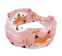 Cute Fox Face Animals Forest Pattern Stretchy Headbands for Women, Non-Slip Hair Bands Fashion Sports Turban for Yoga Workout Daily Use