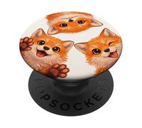 Cute Fox Faces Kawaii Cartoon Aesthetic PopSockets Adhesive PopGrip