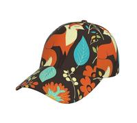 Cute Fox Fall Forest Pattern Baseball Cap Unisex Adjustable Baseball Hats for Sports Outdoor Black, Black, One size