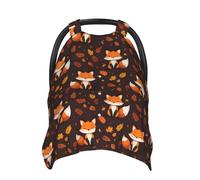 Cute Fox Fall Leaves Print Baby Car Seat Covers, Breathable Nursing Cover Breastfeeding Cover, Stroller Covers, Multi-use Infant Carseat Canopy, Baby Boys Girls Newborn Essentials