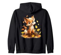 Cute Fox Fall Season Creature Design Zip Hoodie