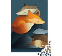 Cute Fox Family Art Print Jigsaw Puzzles Puzzle for Adults Kids. 1000 Piece Impossible Challenge Toy Educational Games Home Decoration for Educational Games Gifts 38x26cm/1000pcs